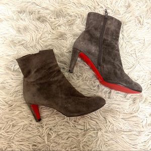 Authentic Christian Louboutin Suede Ankle Booties